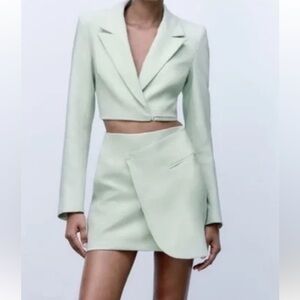 Zara cutout mint green blazer dress